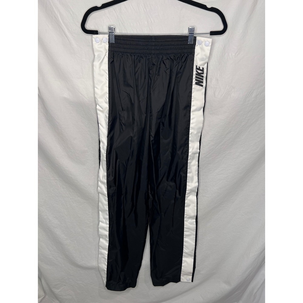 Vintage NIKE Tear Away Snap Track Pants Black White Breakaway 90s Y2K Men Medium